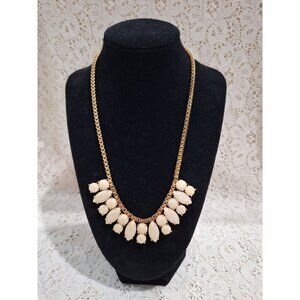 EUC Kate Spade Gold-Tone Chunky Statement Necklace With Cream Gemstones